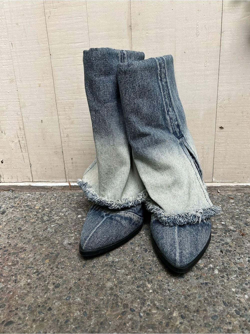 Women’s Two-Tone Denim Boots - Light & Dark Blue